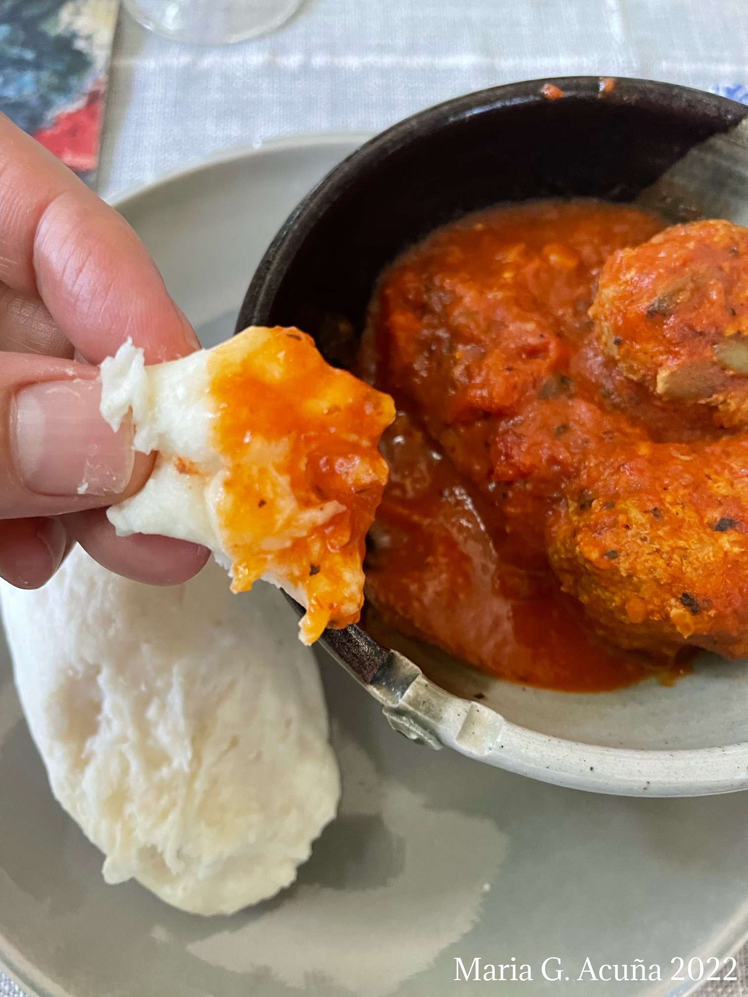 Fufu (cassava or plantain dough)