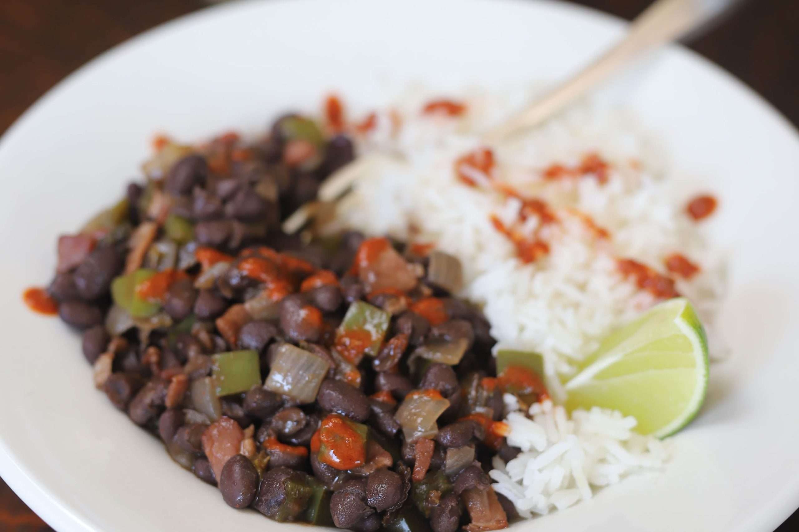 Moros y cristianos (black beans and rice)