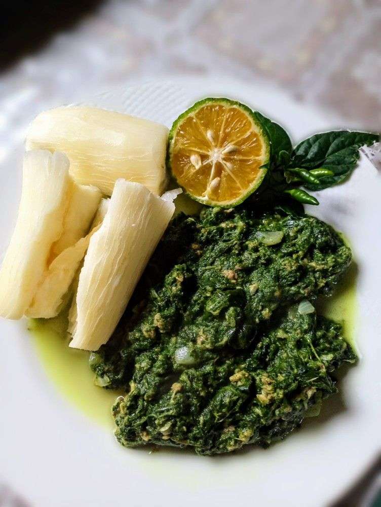Rourou (taro leaves cooked in coconut milk)