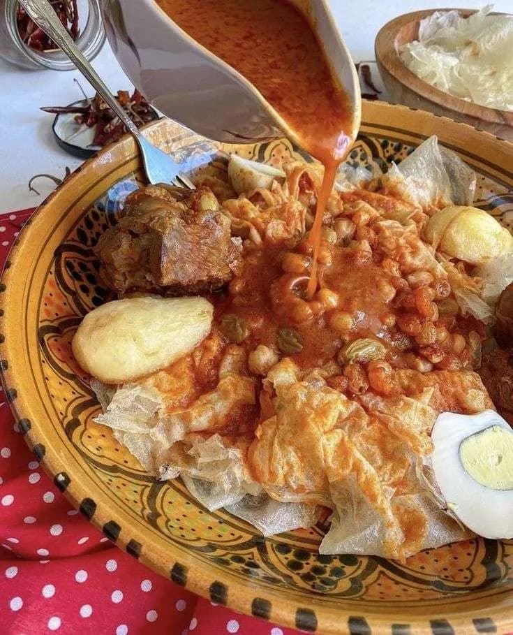 Chakhchoukha (stewed meat and broken bread)