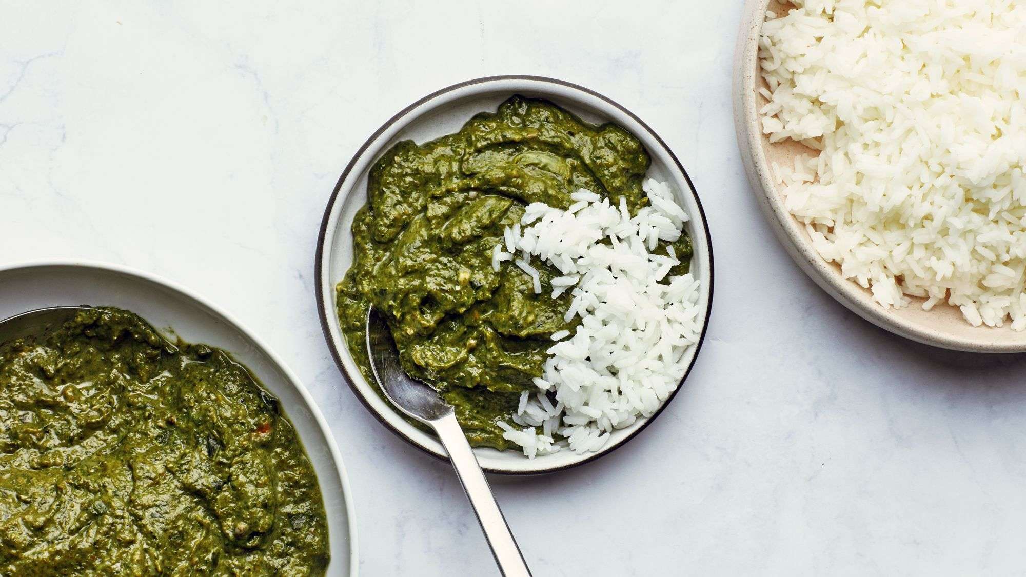 Callaloo soup (made with leafy greens and coconut milk)