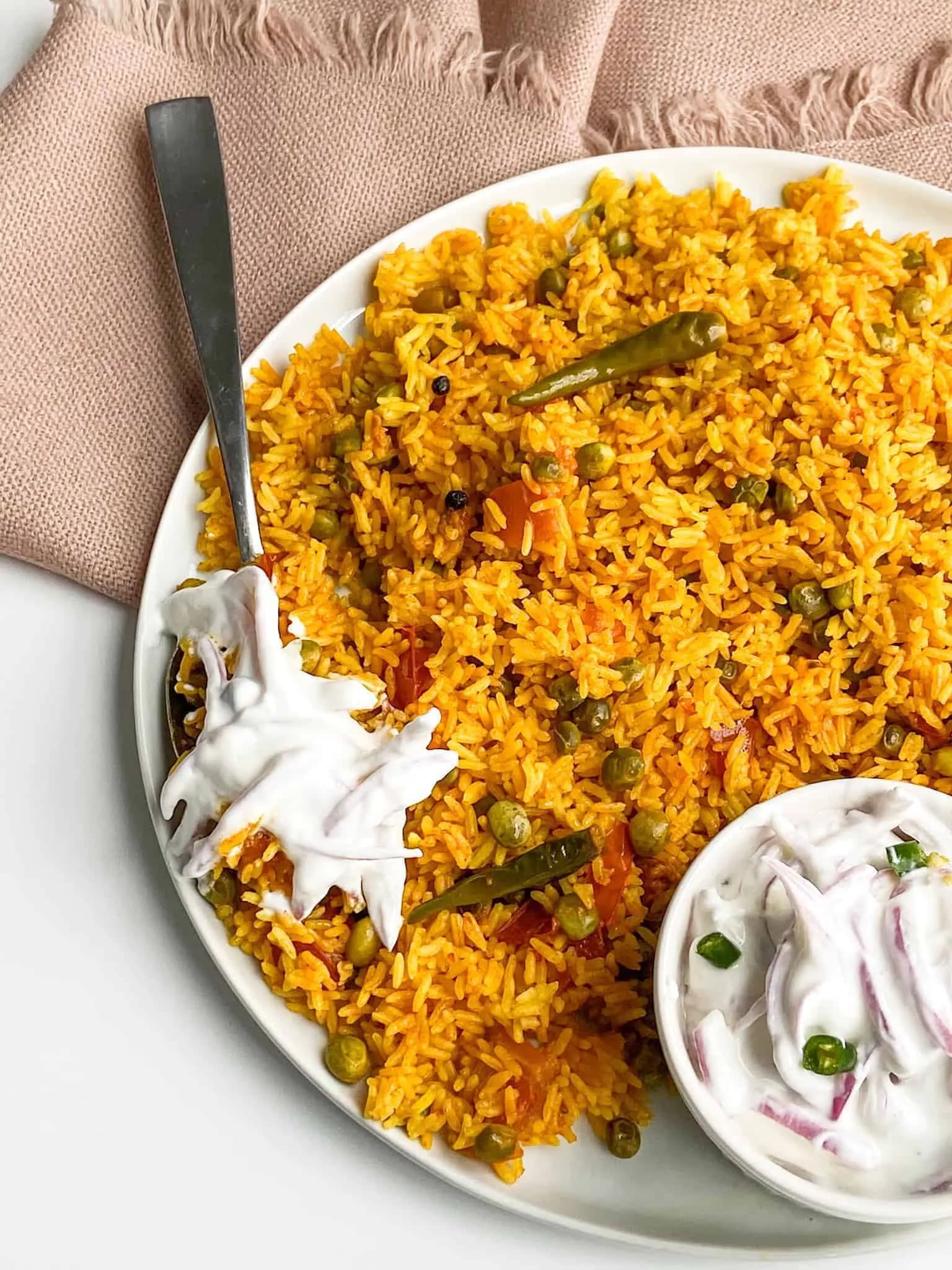 Biryani (spiced rice dish with meat)