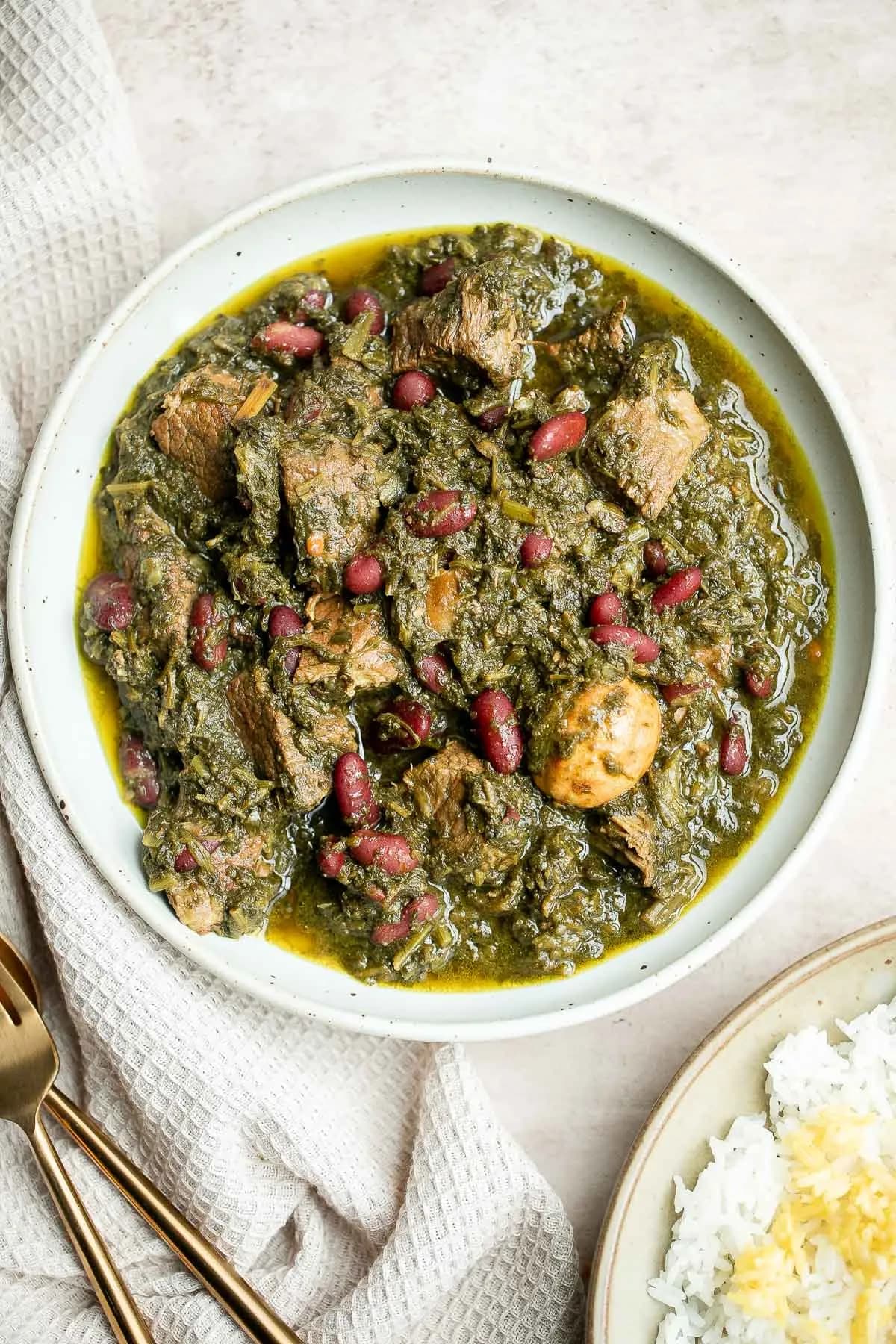 Ghormeh sabzi (herb stew)