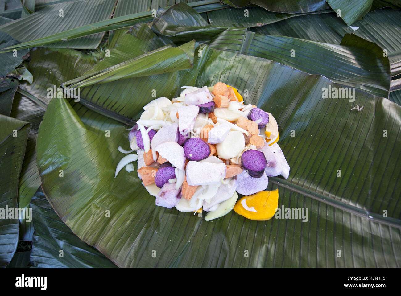 Bougna (traditional dish cooked in banana leaves)