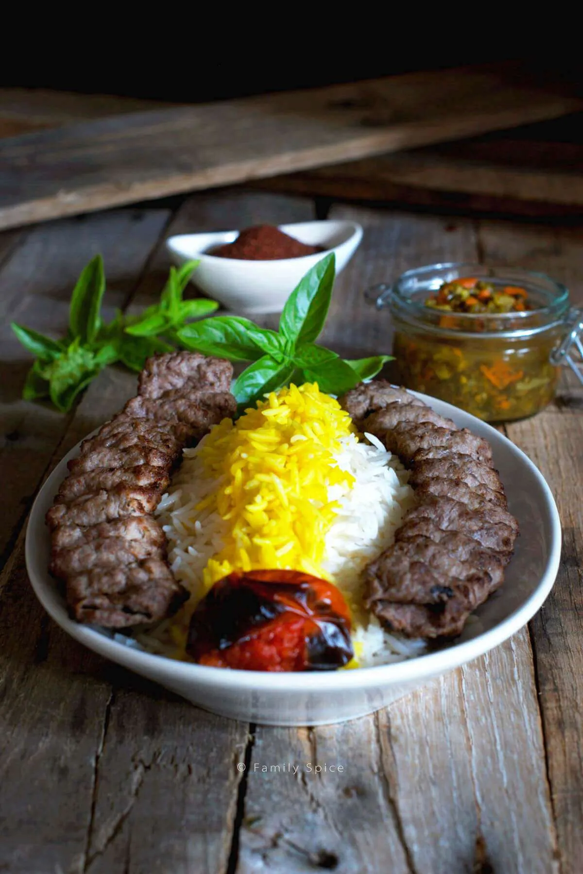 Chelow kebab (rice with grilled meat)