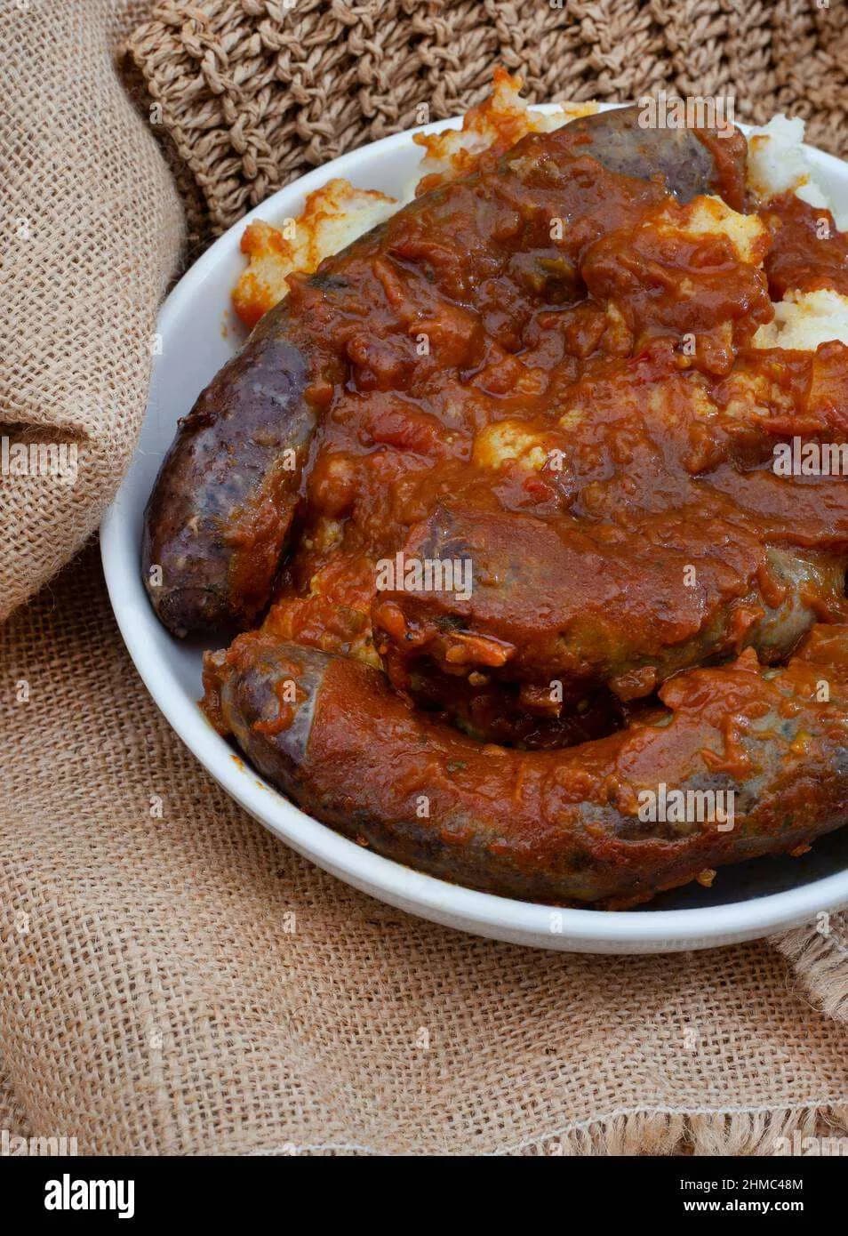 Pap and wors (maize porridge with sausage)
